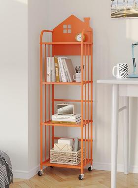 桌边FS756820童放书儿包置物架可移阅动读铁艺书架带轮书柜L收纳