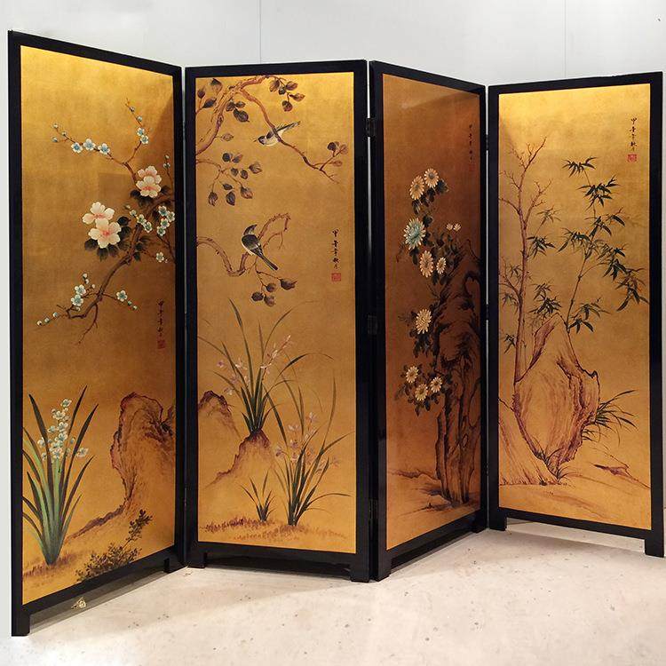 新中式漆画高档酒店手绘玄关边隔断箔框花鸟实HLH木摄影古典金屏,电子元器件市场,其它元器件,淘宝优惠券,粉丝福利购,淘宝优惠卷