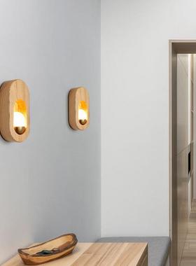 简约现代XL3404墙LED实木艺壁灯卧室床头壁灯走过道原木玄关氛围