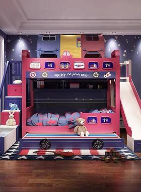 儿童具上下铺汽车造型双层床高低床孩母子实木省BL-0786空间男家