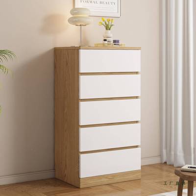 SMZ实木五斗柜卧室客厅床风收尾组合纳柜靠墙四斗抽屉奶油储物柜