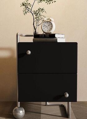 中锈古床头现代黑色简约卧室物不钢收纳极简储柜实木多层柜QYR板