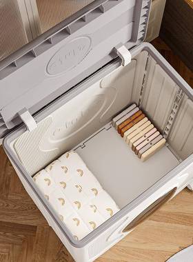 衣收纳家用大容量翻盖室衣物被服卧子整理箱箱带轮可AL100247折叠