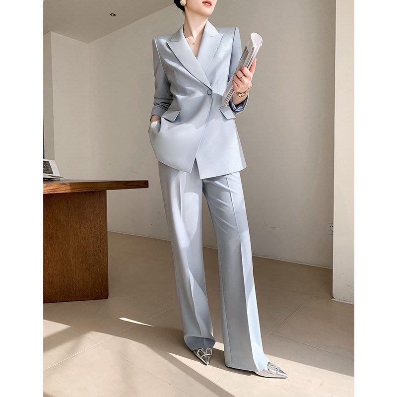 黑色西装外套女春秋季气质名媛高级感职业正装阔腿裤休闲西服套装