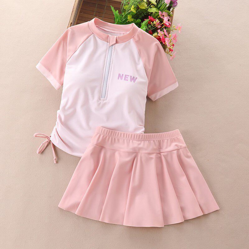 2025新款女童网红泳衣分体裙式中大童泳装女孩12岁儿童洋气游泳衣