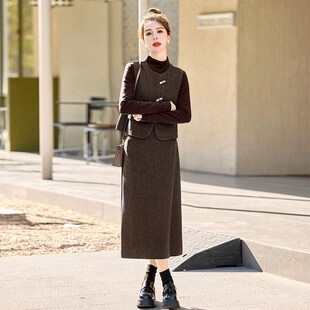 2025春季新款套裙女装时尚洋气时髦套装马甲半身裙三件套秋冬显瘦