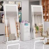 网红美容美发镜子理发店镜台LED一体带灯镜发廊专用单双面落地镜