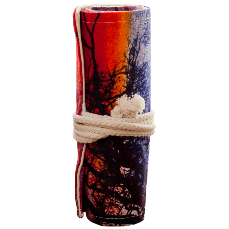 古风素描笔帘女美术生绘画专用72色彩铅笔套笔帘48孔大容量卷笔袋