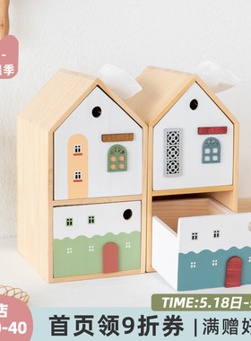 阿楹 高颜值桌面摆件卡通风儿童房间布置装饰飘窗餐桌收纳纸巾盒