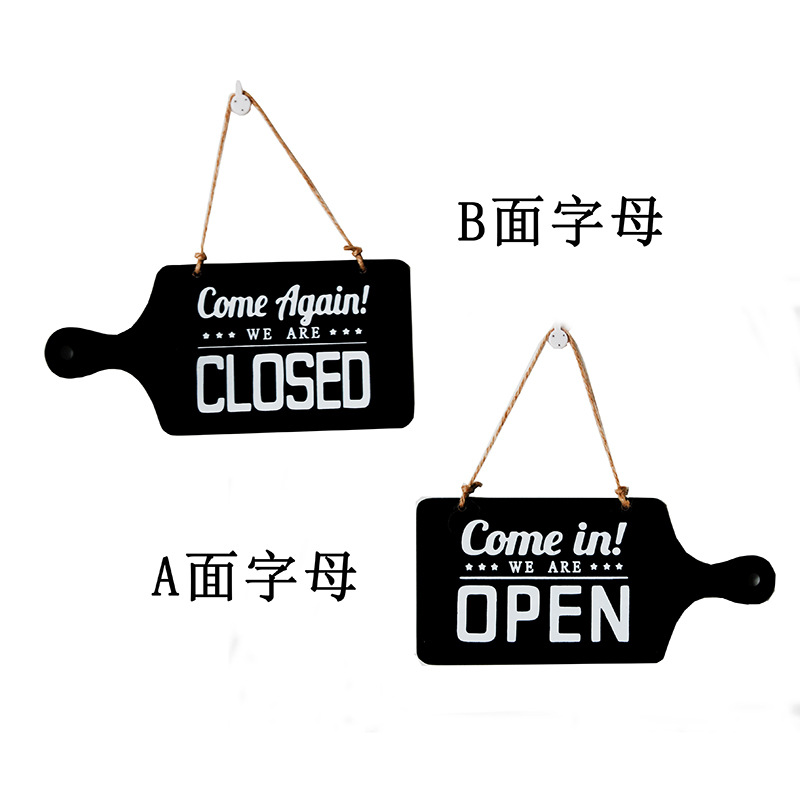 欢迎牌指示标志墙面画店铺咖啡装饰双面木质门牌家居壁饰装饰挂牌