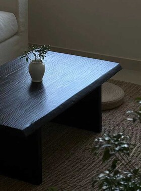 侘寂风碳化黑色实木茶几日式阳台飘窗茶桌民宿酒店方桌榻榻米矮桌