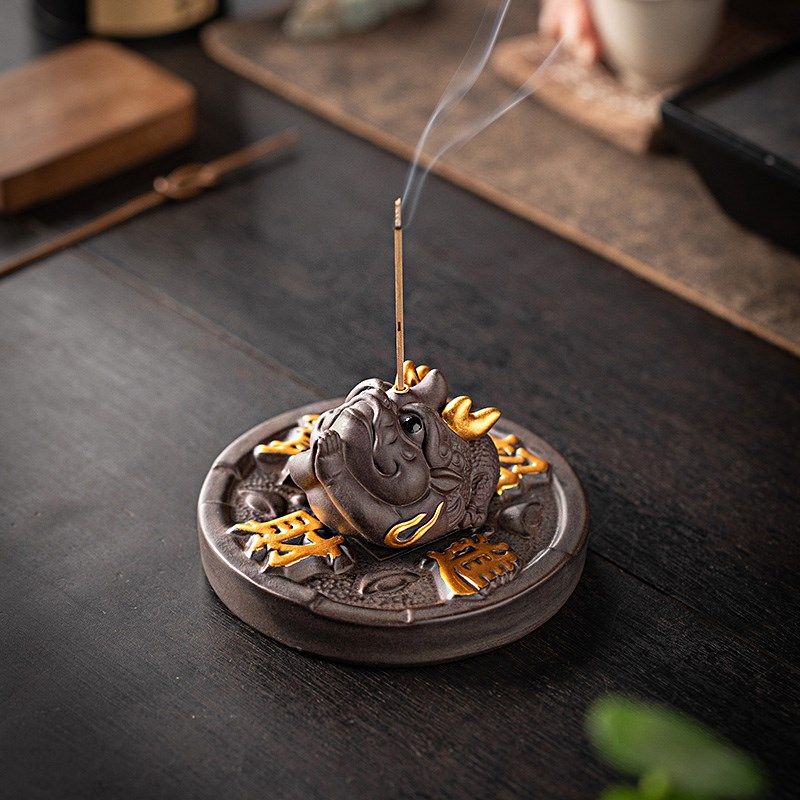 紫砂金蟾线香香插炉线香座底托插香炉馨香檀香炉家居茶道香炉摆件,家居饰品,香薰炉,淘宝优惠券,粉丝福利购,淘宝优惠卷