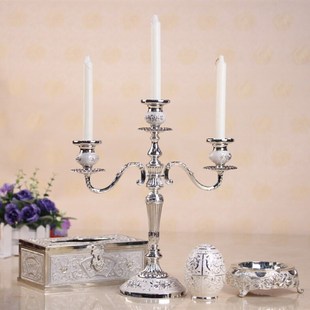 烛台摆件欧式复古三头五头烛台酒店婚庆烛台专用西餐厅烛光晚餐