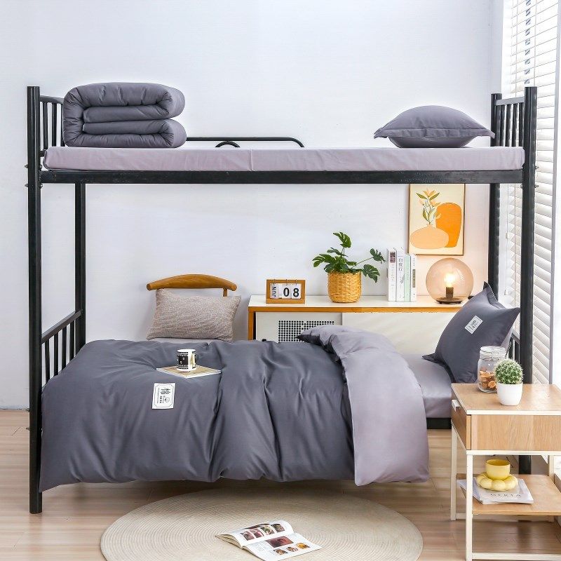 纯色学生宿舍床上三件套100%全棉床上用品纯棉被套床单人寝室套件