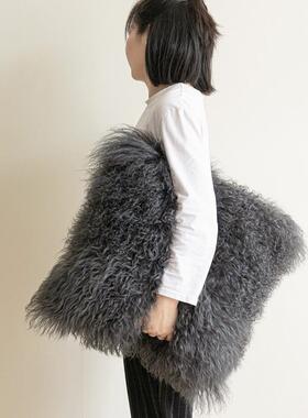 别代简约抱枕样烟XJH灰色滩羊毛靠垫墅板房靠枕套沙现发客厅卧室