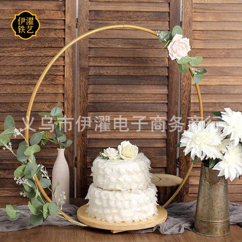 金属餐FUQ花环配蛋糕架桌中心场件节日地布置道具摆圆形气球拱门
