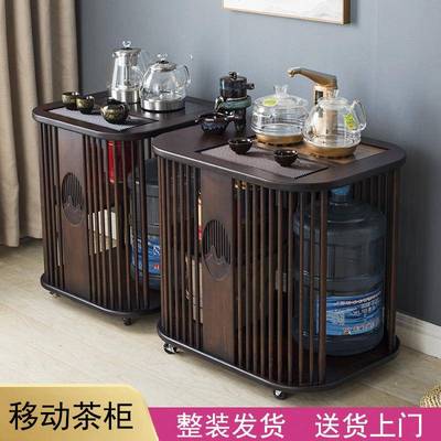 移动茶办水柜茶台桌茶边柜物架JZ-SMCG2客厅实木公室水桶柜烧水茶