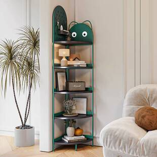 奶油风落地置物架家用卧室创意客厅架子客厅收纳架墙夹角转角书架