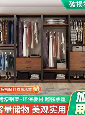 落步入式衣帽架家抽用卧室带屉地衣架服装店展架双层开HPZ示放式