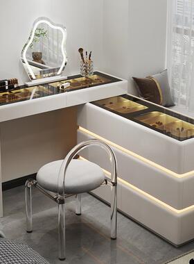 妆台2025新梳款奢卧室现代简轻约斗柜HGV妆旋台一体转伸缩皮质化