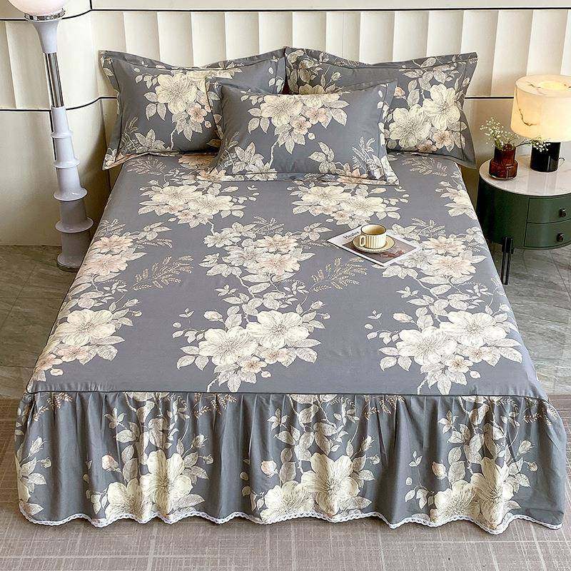 毛床裙单件10磨棉0床罩床垫保护套花加厚边防滑床单三件套FS75823,床上用品,床裙,淘宝优惠券,粉丝福利购,淘宝优惠卷