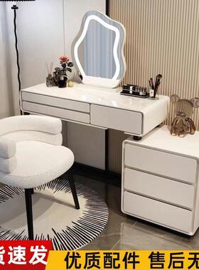EQJ板奶油风实木岩约梳妆台全实木现代简化柜妆台收纳桌卧室梳妆