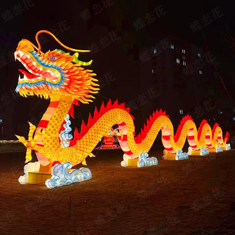 露营地景区灯会龙凤花灯 创意彩色手绘防水阻燃花灯 文旅民俗彩灯