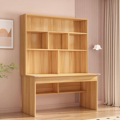 实木电脑桌学习书桌书台架组合书柜一体WZZ式家用室简易卧生学写