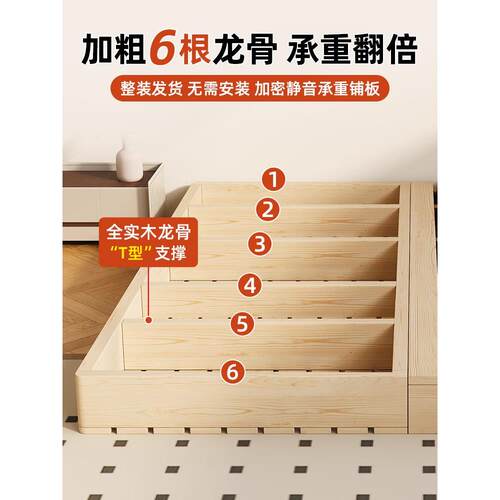 实木式榻榻米床架无品牌/防用无家床头透气潮排骨架日矮床民宿地