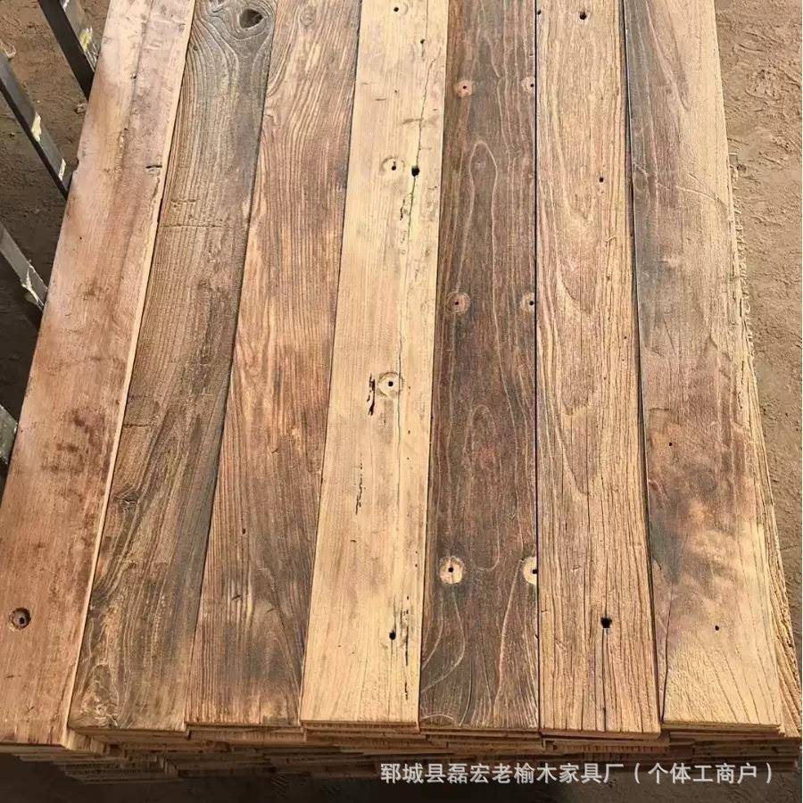 北风方化老榆木旧古木板原木复台老WJE门板实木茶桌茶台吧大桌面