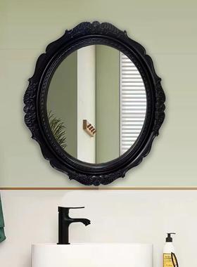 N5法式ULL复卫生间浴室镜古风壁古炉墙面装饰镜子梳妆镜中黑色壁