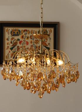 浪漫水晶客18886吊帽灯法式美式复卧厅室古餐厅客厅衣间灯简约轻