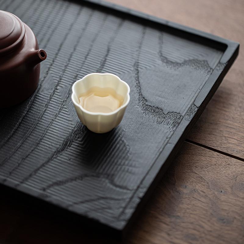 日式方形干盘小泡炭烧小茶型茶台白蜡块炭烧壶承台整实木炭化家用