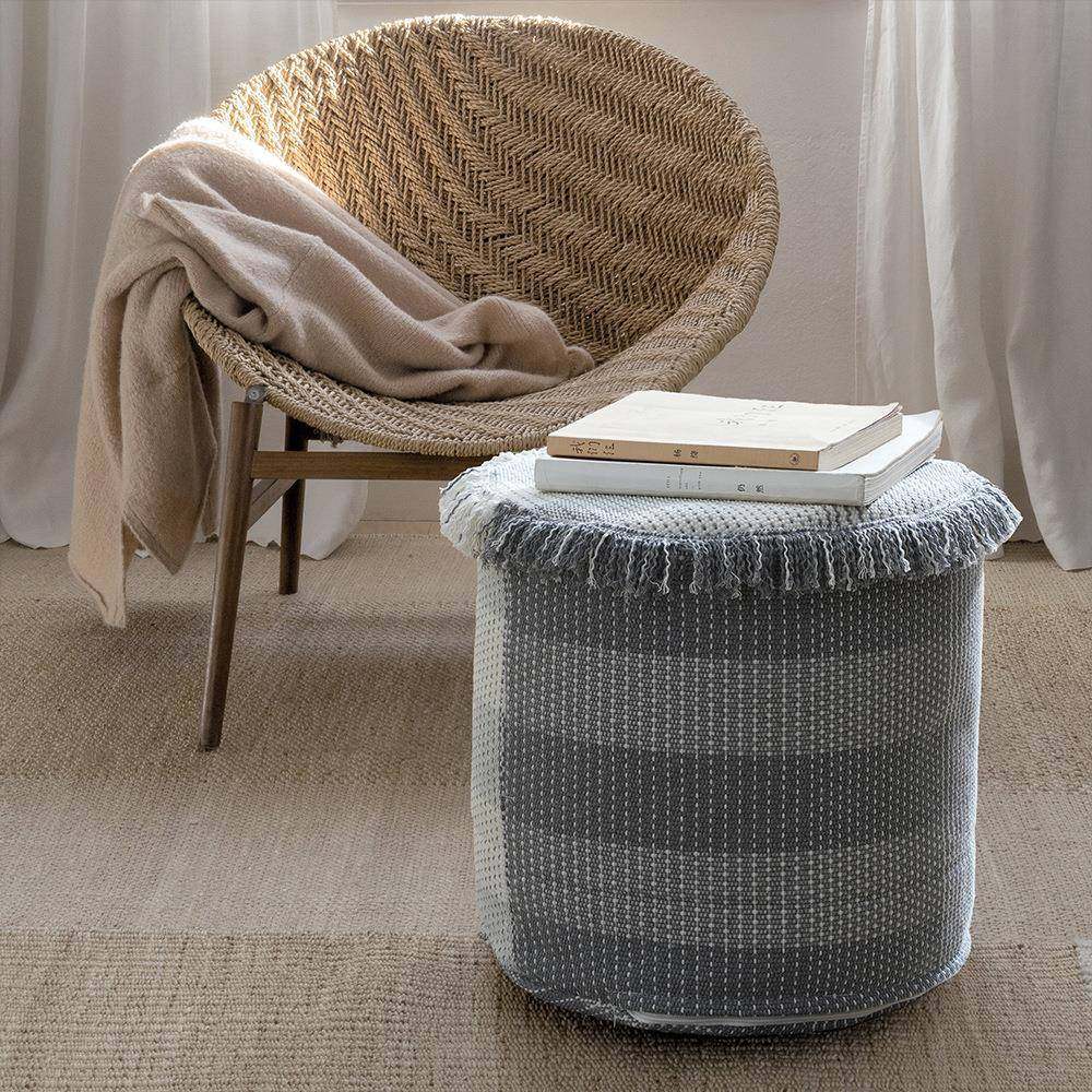 棉编织色线翘腿脚凳家用坐墩套摩无品牌/哥织风复古地板坐洛垫加