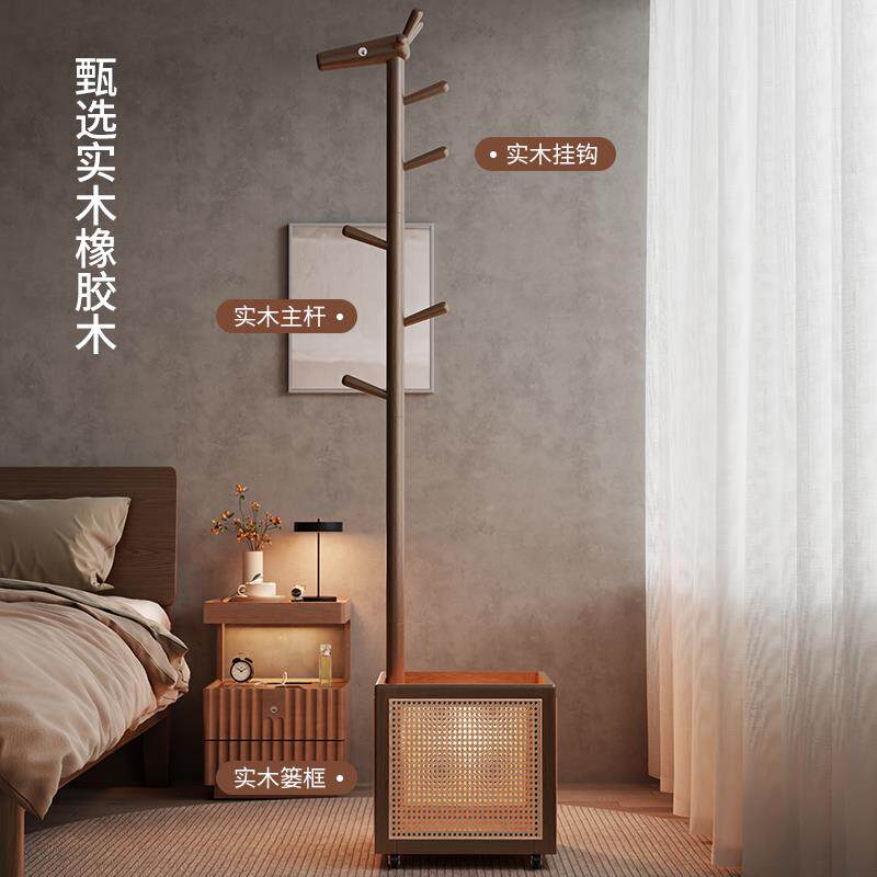 实木小鹿衣客架落地卧室厅MCM家用床头脏衣篓创移意床边可动衣挂
