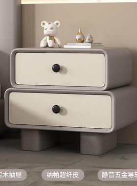 网红奶油新款式NEA皮轻奢创意收纳家用室爆质款旋转床头卧柜免安