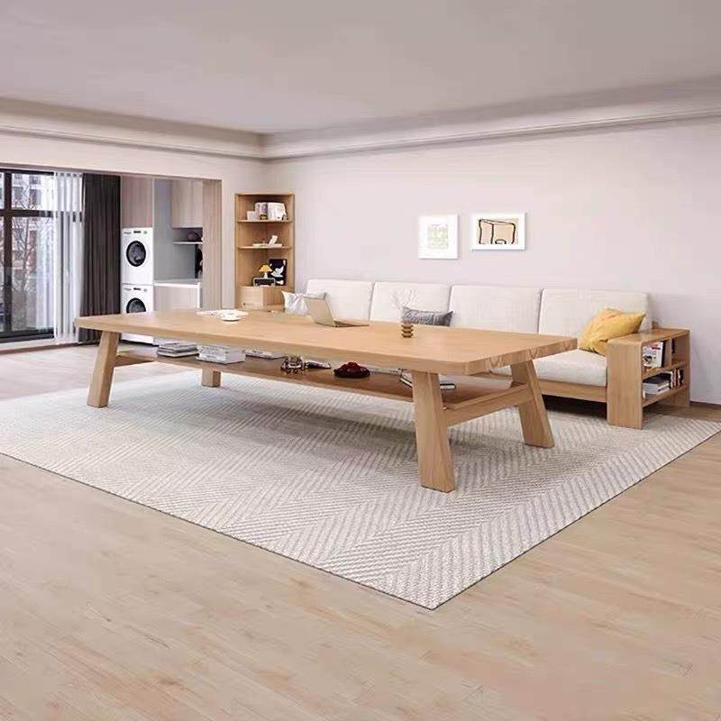 无品牌/代简约双人书桌办木公桌个性双层现木书餐桌设计实师款客