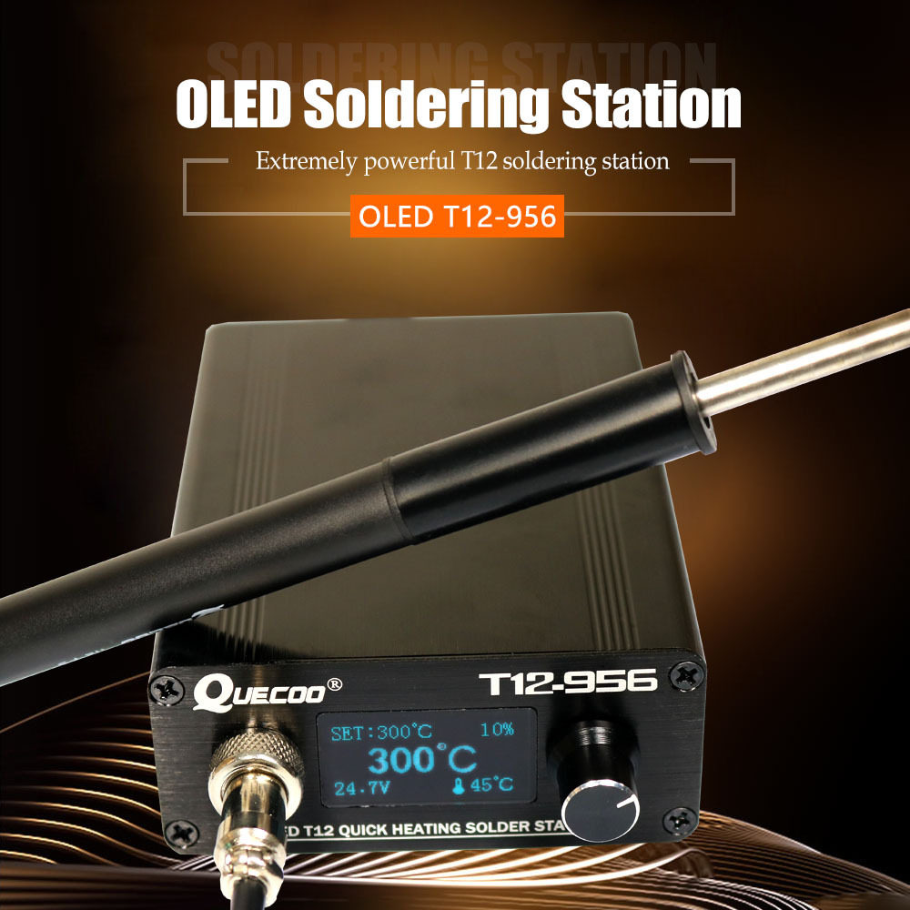 QUECOO T12-956 OLED 1.3屏电烙铁焊台配P9-塑料手柄自动关机休眠
