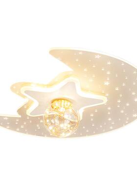 卧5公主房灯白色月亮le室d吸顶灯2灯02年新款简约现代RVB儿童房间