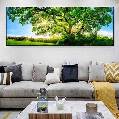 卧室头饰画绿床色森林壁装画厅树木办公室风景挂客画YDN树林沙发