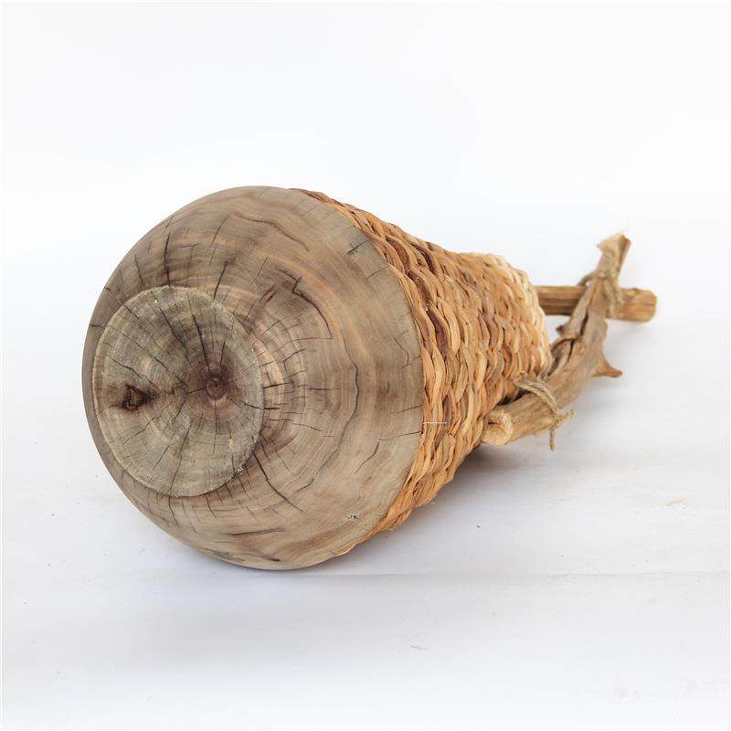 厂无品牌/家售手工制作蒲草销饰和泡桐混搭编织篓器花篮皿桌面装