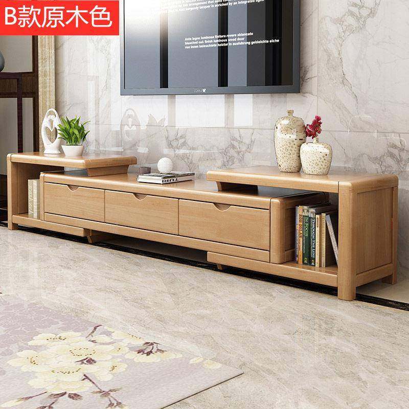 实木视柜茶几组储合现代简中约客电厅小户型新式可无品牌/伸缩地