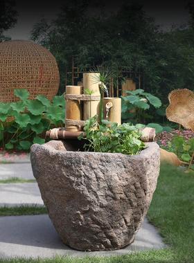 庭院覆流水厅摆件循环水古景观客造落地假山鱼smf-yzsc池喷泉民宿