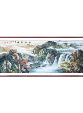 山水画靠图西墙客厅装饰画新中式山沙发背流景挂画墙LM90255源远