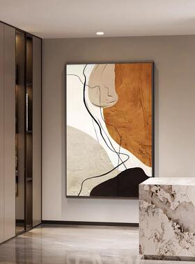 025画新客厅沙发背景MRV墙橙色款装饰抽象2挂画现代抽象肌理落地