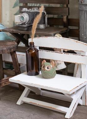 实木复做旧桌面小子凳子个性道创意小椅花架WTO家居古饰品装饰具