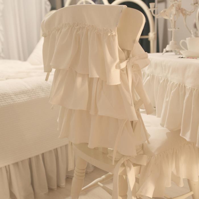 式法椅垫四季通用SYS蛋糕层靠背巾白色in边餐s荷叶坐垫家用椅套罩