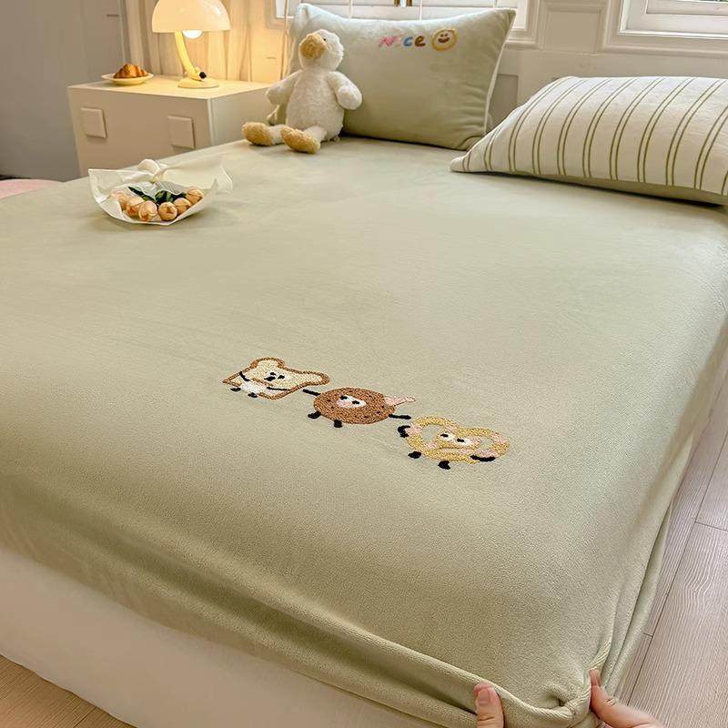 加卡牛奶绒床笠被套儿童通厚单被套珊瑚绒莱法绒三件套XEA床垫保
