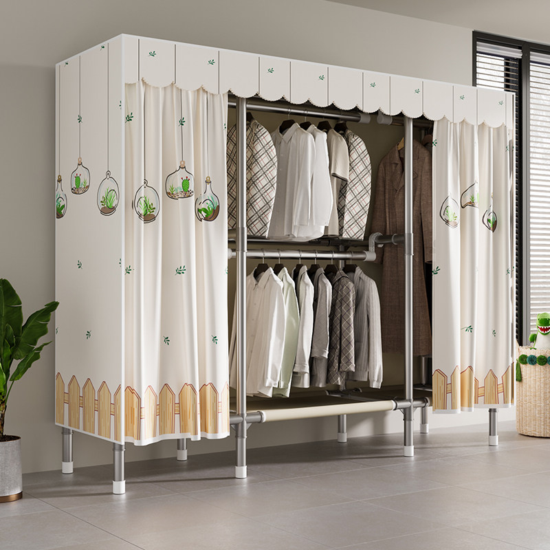 简易全封闭布衣柜全钢架结构结实耐用加厚布套防尘防潮简易衣架柜