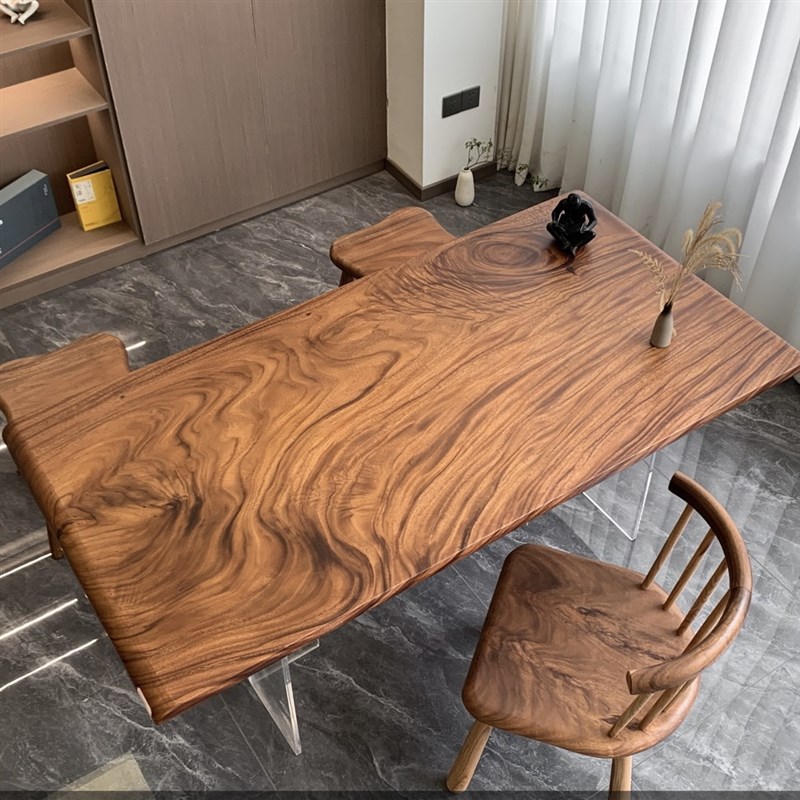实木原木南美胡桃木大板桌休闲茶桌餐桌办公桌会议桌大班台